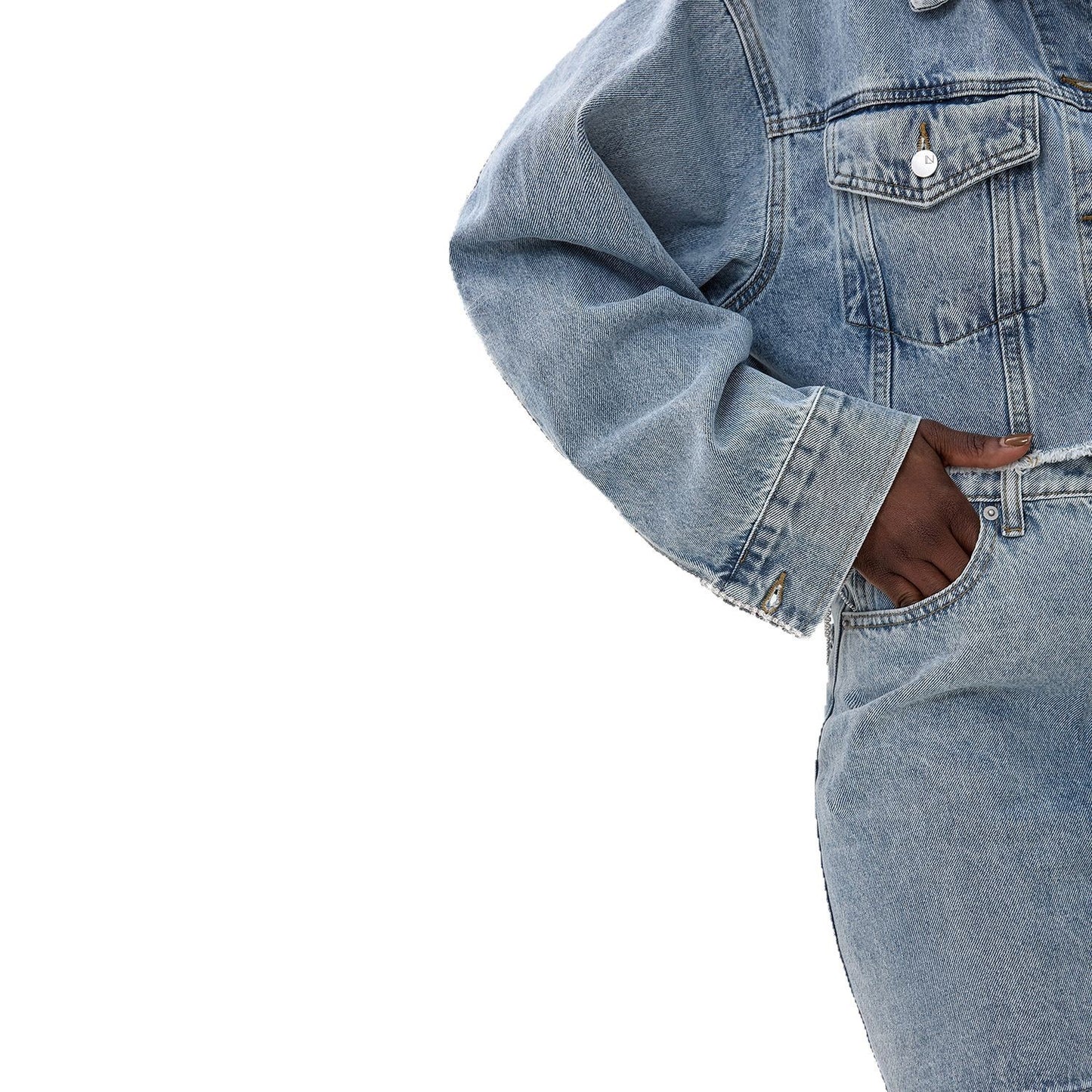 Damen Denim-Hemdjacke mit auffälligem Fransen-Design Stalluxe