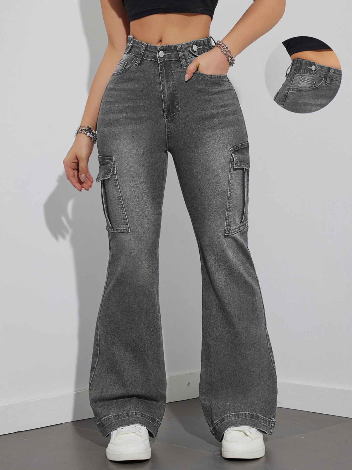 Damen Cargo-Jeans im lässigen Relaxed-Fit-Stil mit hohem Bund Stalluxe