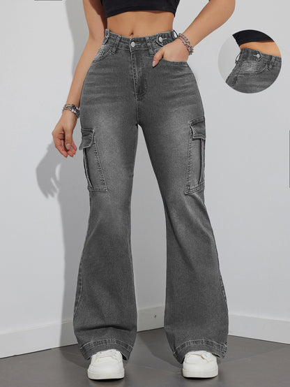 Damen Cargo-Jeans im lässigen Relaxed-Fit-Stil mit hohem Bund Stalluxe