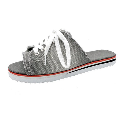 Damen lässige Sneaker-Pantoletten mit modischem Denim und praktischer Schnürung Stalluxe