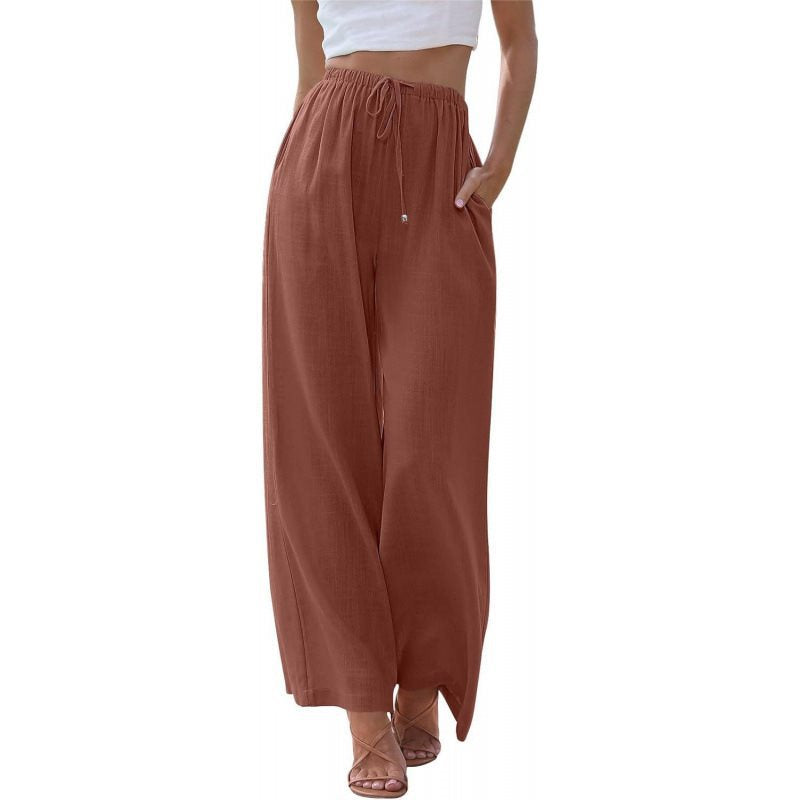 Damen Weite Palazzo-Hose mit elastischem Bund und seitlichen Taschen Stalluxe