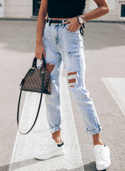 Damen Ripped Boyfriend Jeans im lässigen Vintage-Stil mit hohem Bund Stalluxe