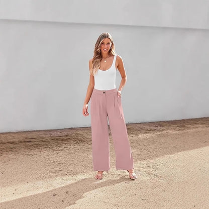 Damen Elegante und lockere High-Waist-Hose mit praktischen Taschen Stalluxe