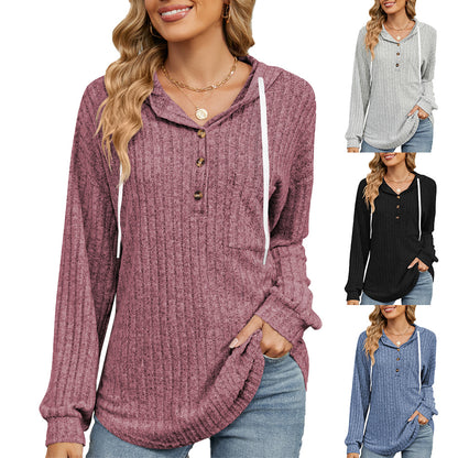 Damen lässiger Hoodie mit Knopfleiste und strukturiertem Design Stalluxe