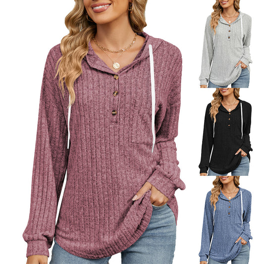 Damen lässiger Hoodie mit Knopfleiste und strukturiertem Design Stalluxe