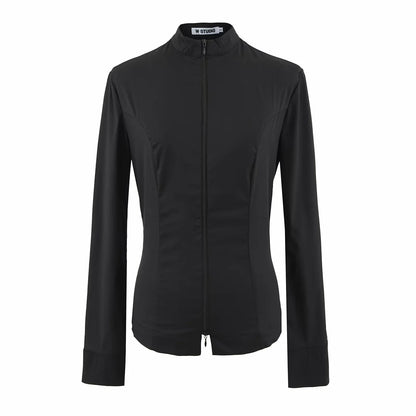 Damen Hochleistungs-Activewear-Jacke mit Stehkragen und Reißverschluss Stalluxe