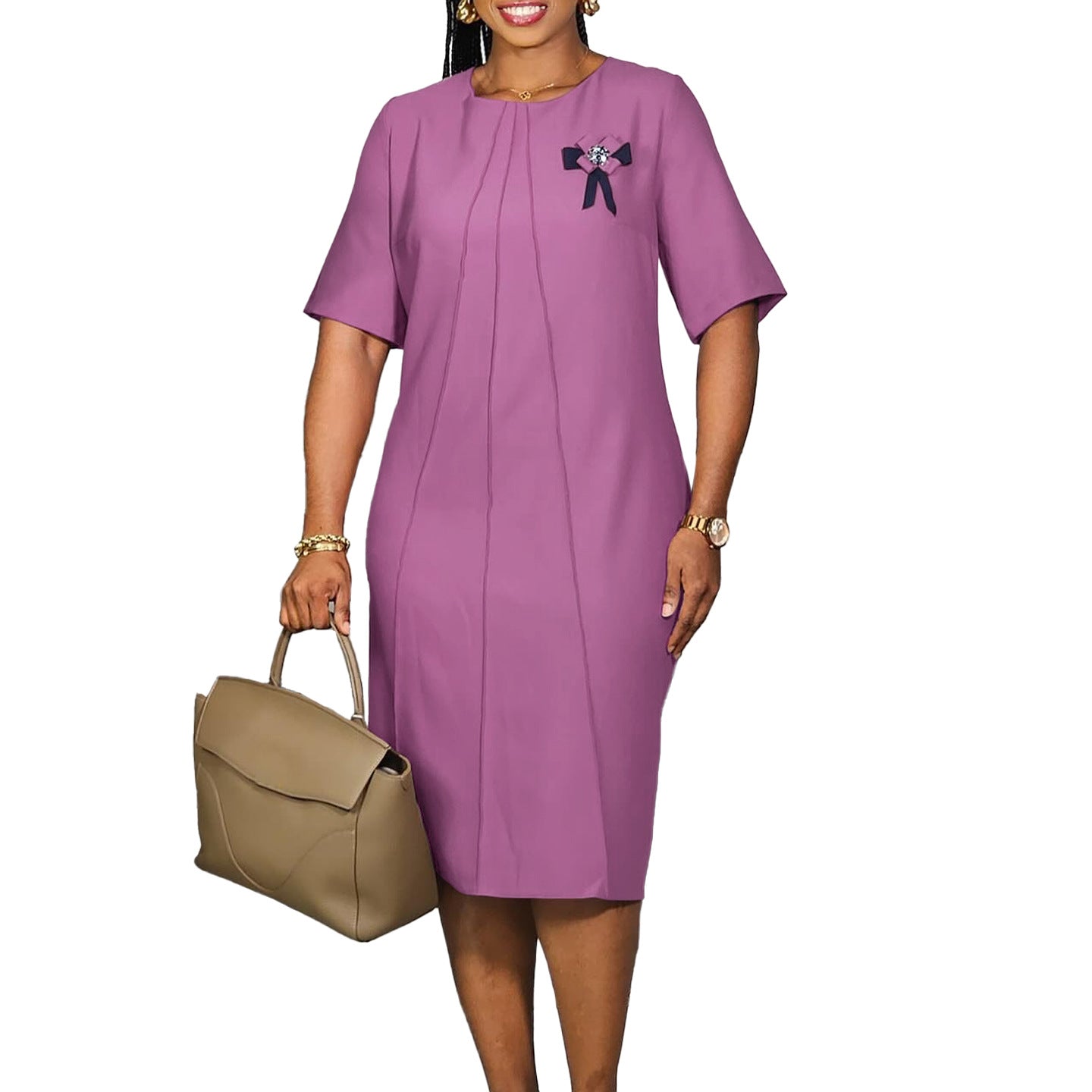 Damen Elegantes Kleid mit dekorativer Schleife Stalluxe