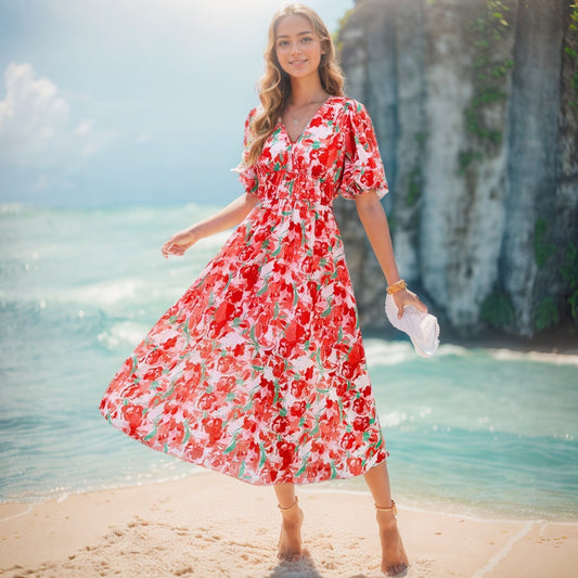 Damen Maxikleid im romantischen Aquarelldesign Stalluxe