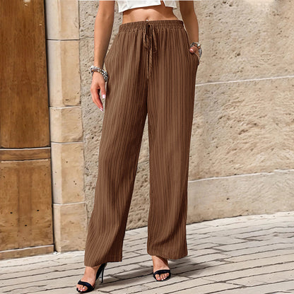 Damen entspannte Palazzo-Hose mit elastischem Bund und seitlichen Taschen Stalluxe