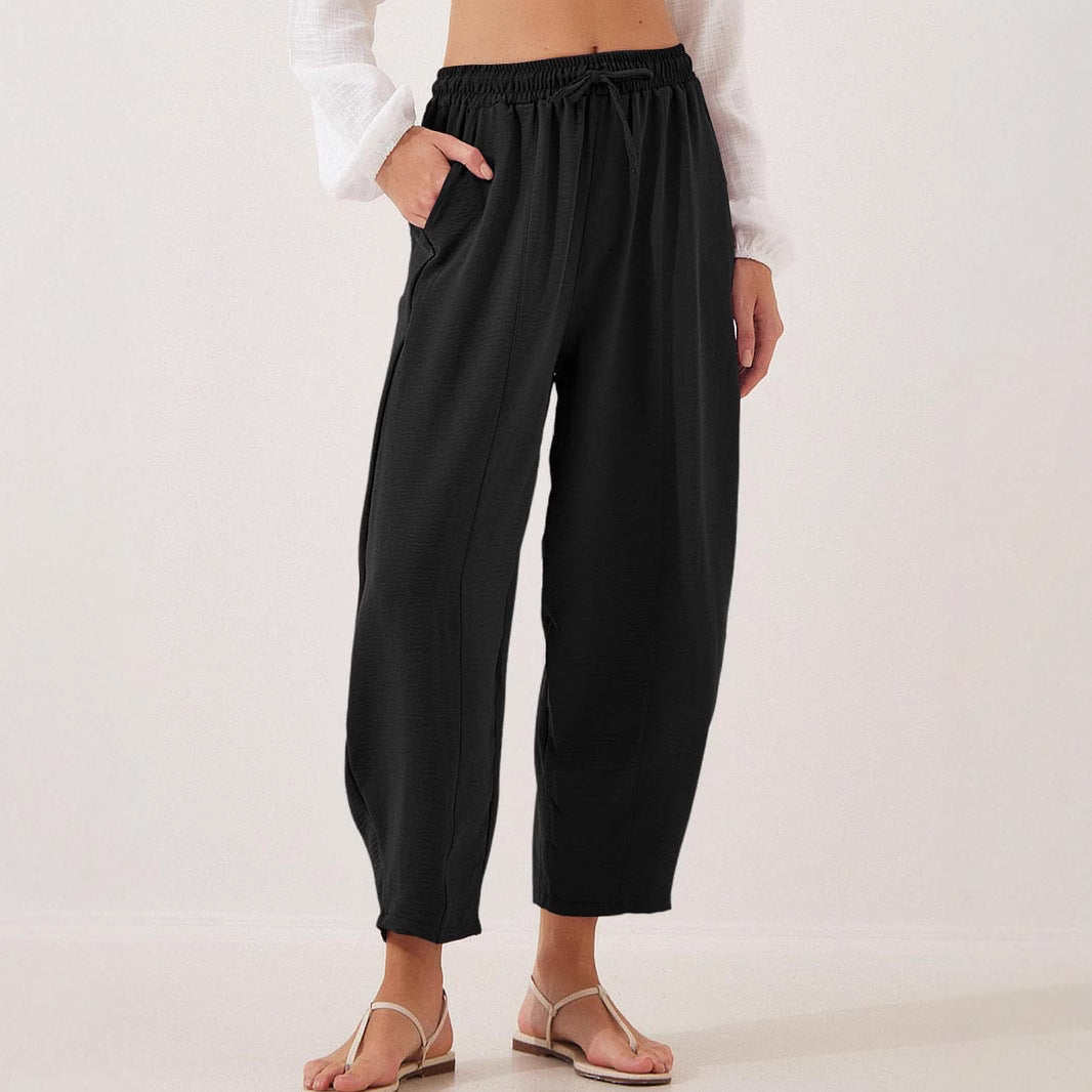 Damen entspannte Freizeithose mit elastischem Bund und praktischen Taschen Stalluxe