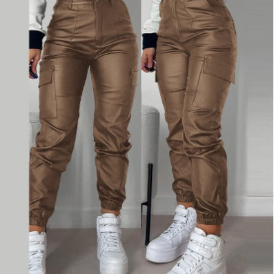 Damen modische High-Waist Cargo-Hosen mit elastischem Bündchen Stalluxe