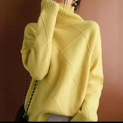 Damen kuscheliger Stehkragenpullover mit strukturiertem Strickmuster Stalluxe