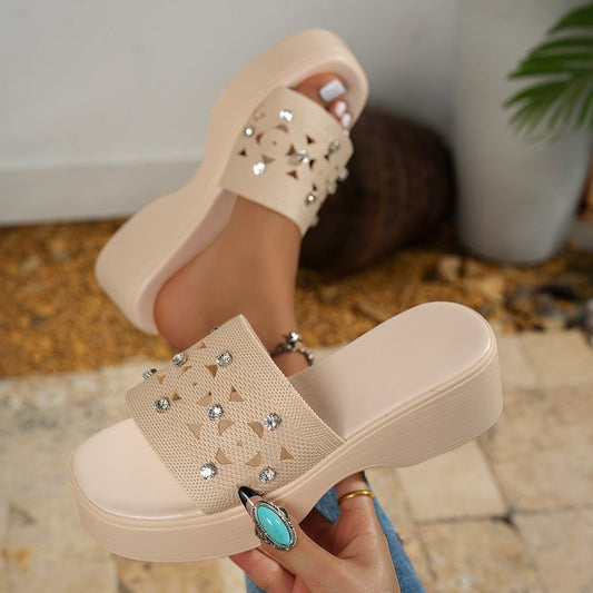 Damen Wedge-Sandalen mit eleganter Schmuckverzierung Stalluxe
