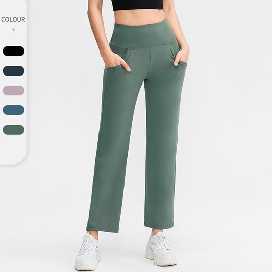 Damen Bequeme Sporthose mit hohem Bund und praktischen Seitentaschen Stalluxe