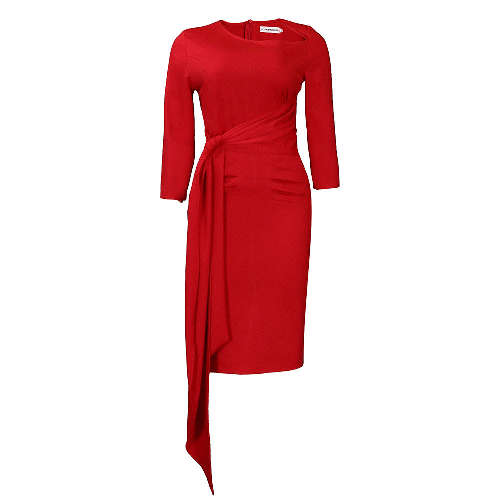 Damen Wickelkleid mit elegantem Faltenwurf und Satinoptik Stalluxe