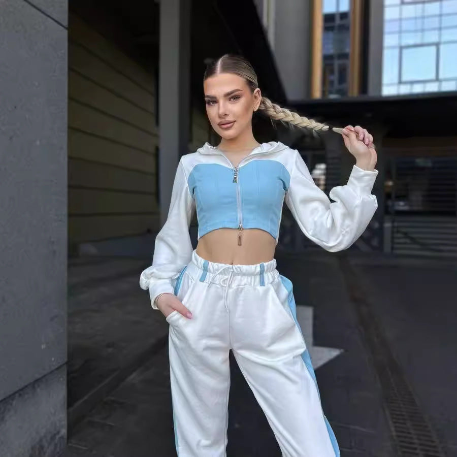 Damen modischer Hoodie und weite Sporthose Set Stalluxe