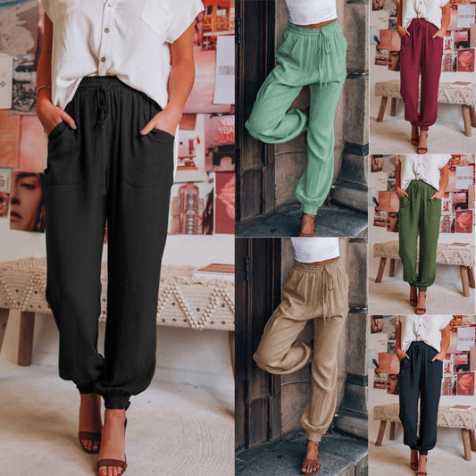 Damen Bequeme Haremshose mit elastischem Bündchen und praktischen Taschen Stalluxe