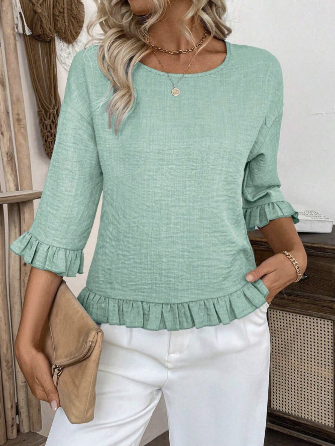 Damen lässige Bluse mit Rüschen Stalluxe