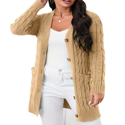 Damen Langstrickcardigan mit Zopfmuster und praktischen Taschen Stalluxe