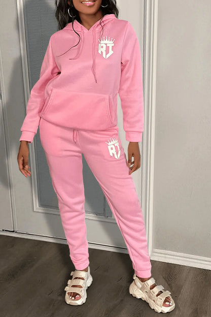 Damen kuscheliges Hoodie- und Jogginghose-Set mit praktischem Kängurutaschen-Design Stalluxe