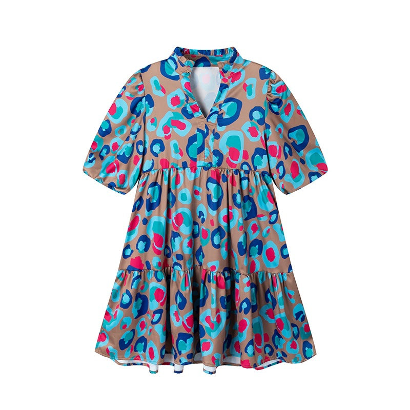 Damen Freizeitkleid mit hohem Kragen und voluminösen Ärmel Stalluxe