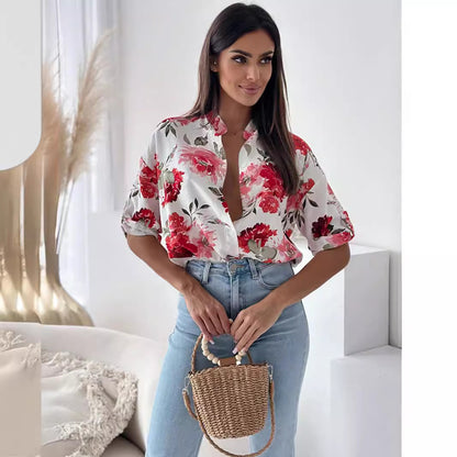 Damen Bluse mit floralem Design und lockerem Schnitt Stalluxe