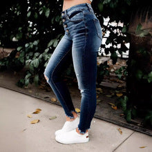 Damen Skinny Jeans mit hoher Taille und Destroyed-Details Stalluxe