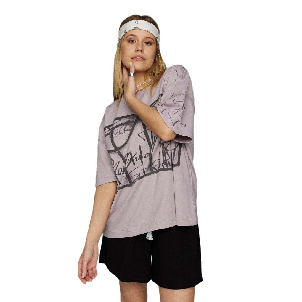 Damen oversized T-Shirt mit grafischem Aufdruck Stalluxe