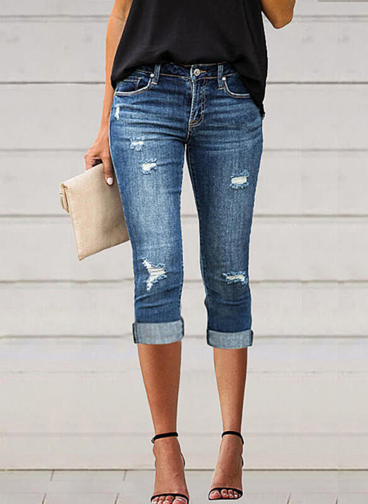 Damen Capri-Jeans mit Destroyed-Optik Stalluxe