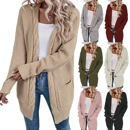 Damen Großer Strickcardigan mit aufwendigem Maschenmuster und praktischen Taschen Stalluxe