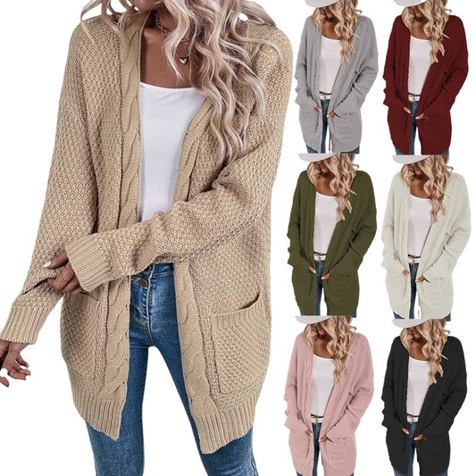 Damen Großer Strickcardigan mit aufwendigem Maschenmuster und praktischen Taschen Stalluxe