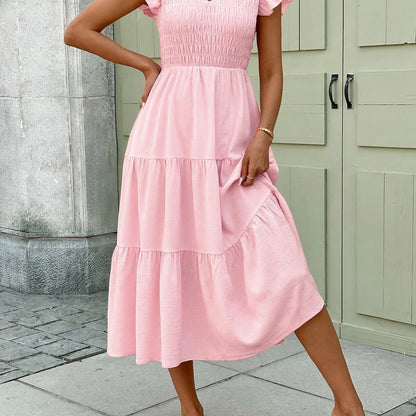 Damen Sommerliches Maxikleid mit Rüschendetails und elastischem Oberteil Stalluxe