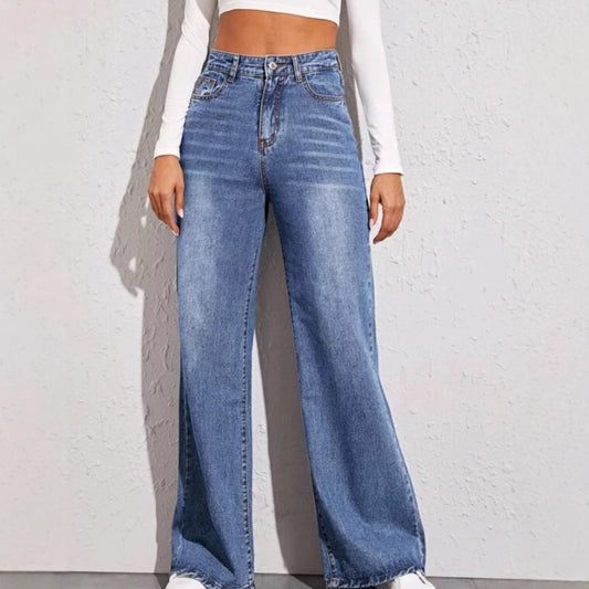 Damen Weit geschnittene Jeans mit hohem Bund Stalluxe