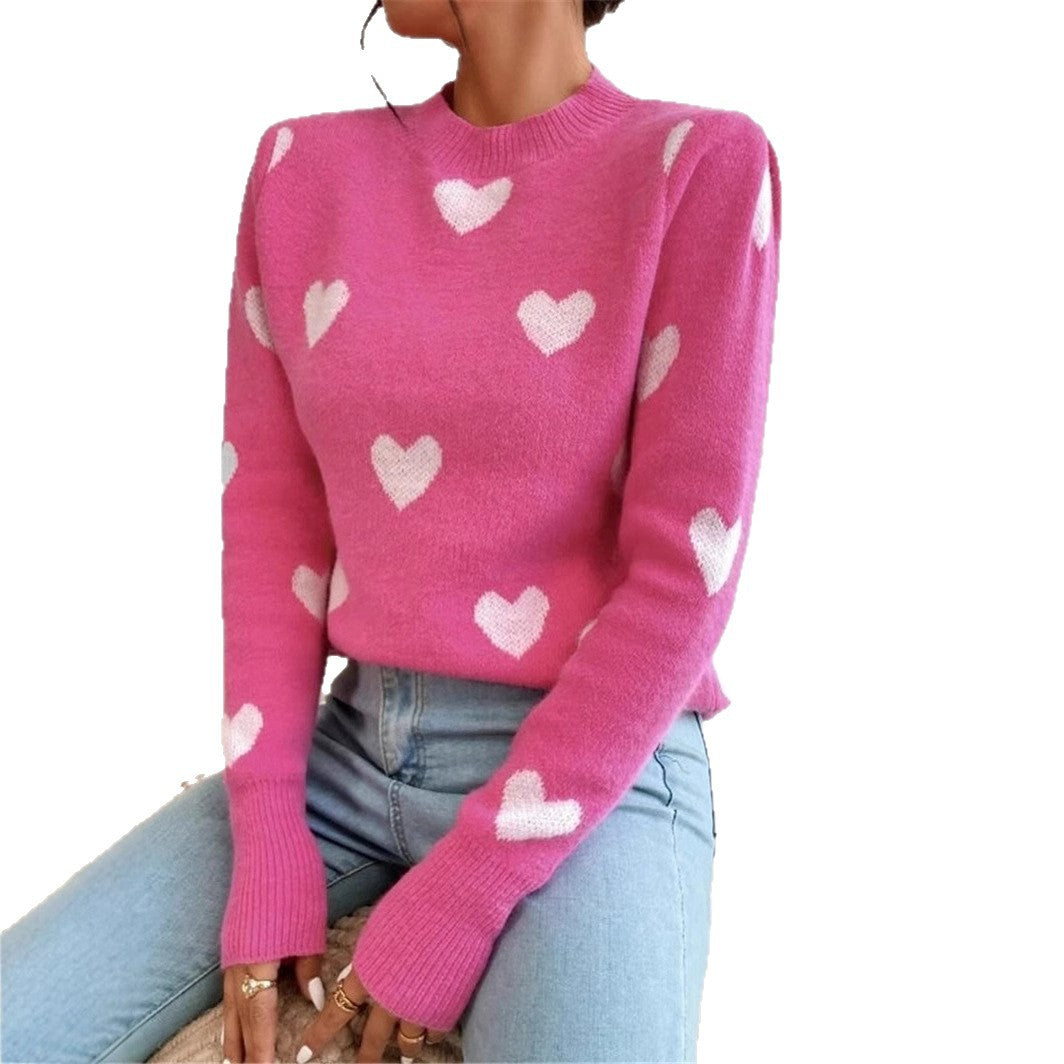 Damen gemütlicher Pullover mit Herzmuster Stalluxe