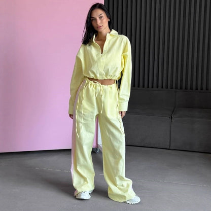 Damen lässiger Oberteil und weite Hose Set Stalluxe