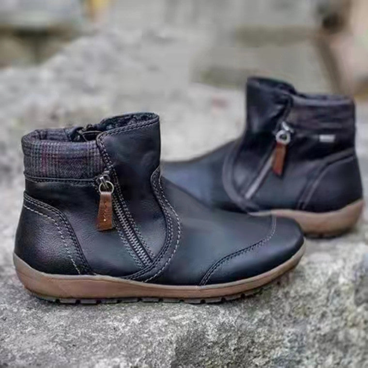 Damen City Boots aus wasserdichtem Leder mit warmer Fütterung Stalluxe Schwarz