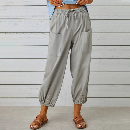 Damen modische Freizeit-Hose mit praktischen Taschen und elastischen Bündchen Stalluxe