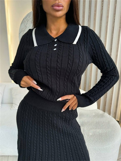 Damen Strickkleid mit eleganter Knopfleiste und V-Ausschnitt Stalluxe