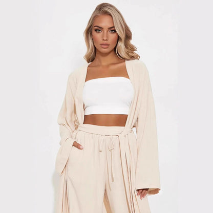 Damen Oversized Kimono Jacke mit lässiger Hose Stalluxe
