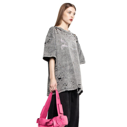 Damen Oversized T-Shirt mit modischen Destroyed-Elementen Stalluxe