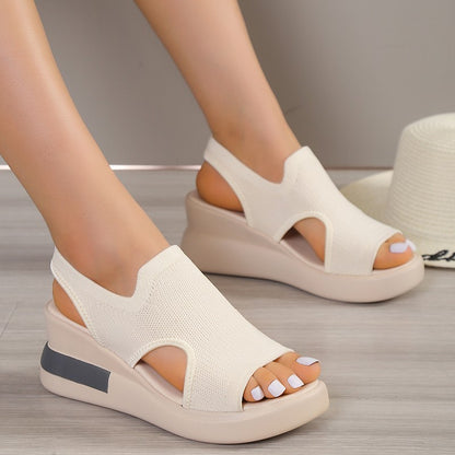 Damen trendige Wedge-Sandalen mit atmungsaktivem Obermaterial und bequemem Fußbett Stalluxe