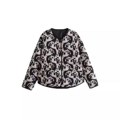Damen gesteppte Jacke mit elegantem Animal-Print Stalluxe