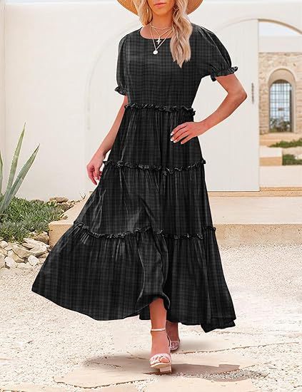 Damen Maxikleid im floralen Bohème-Stil mit Rüschendetails Stalluxe