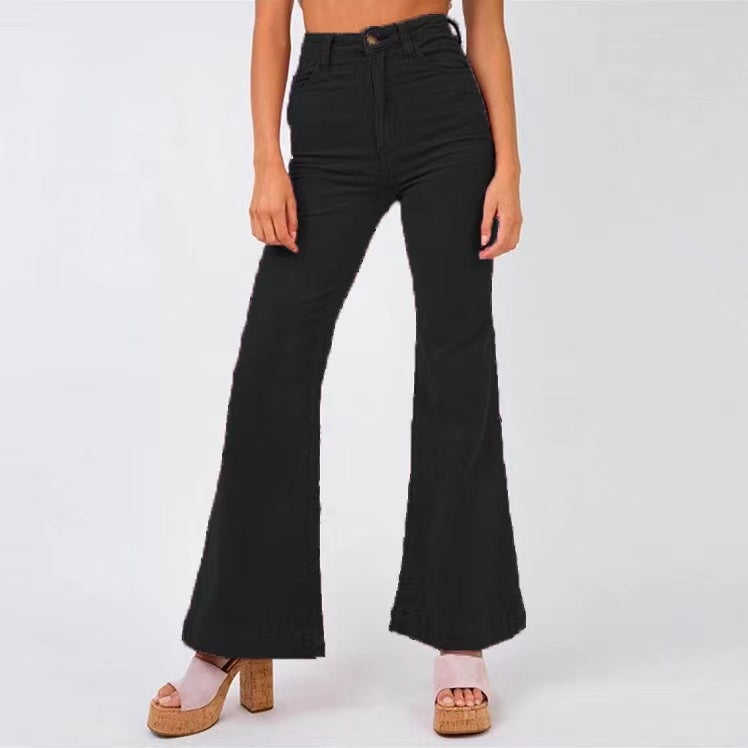 Damen weite High-Waist Flared Jeans Stalluxe