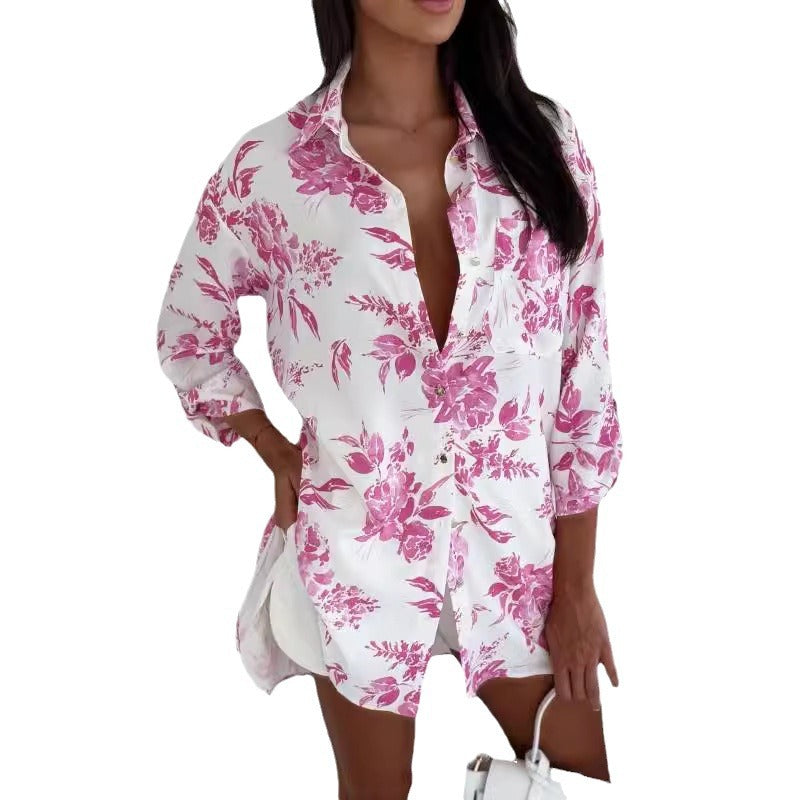 Damen Bluse mit floralem Design und eleganten Knopfdetails Stalluxe