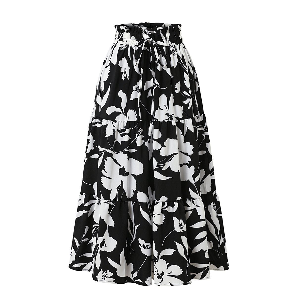 Damen Maxirock mit fließendem Schnitt und floralem Design Stalluxe