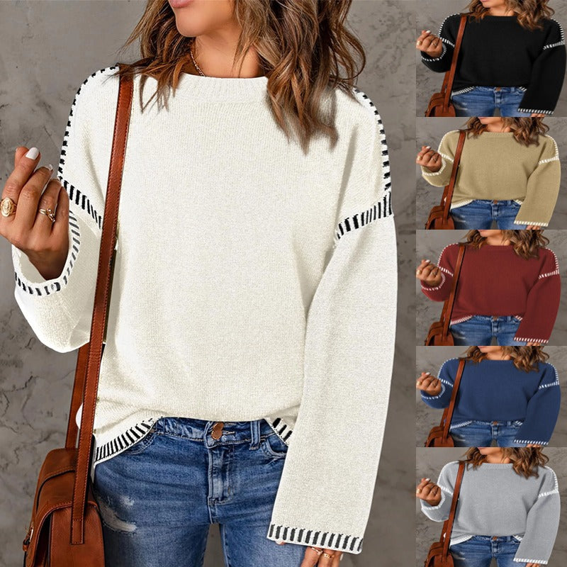 Damen lässiger Pullover mit Streifenakzenten Stalluxe