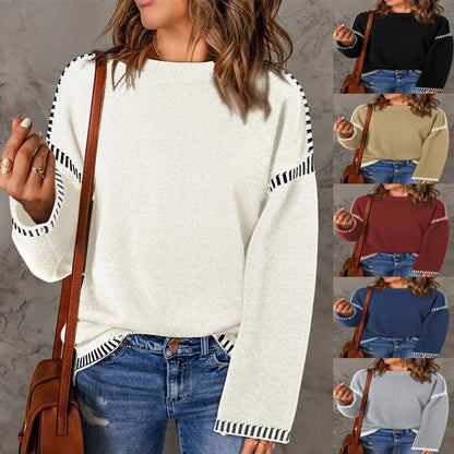 Damen lässiger Pullover mit Streifenakzenten Stalluxe