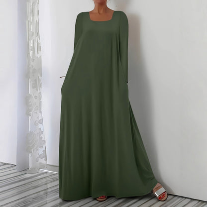 Damen Weit geschnittenes Maxikleid mit praktischen Taschen Stalluxe