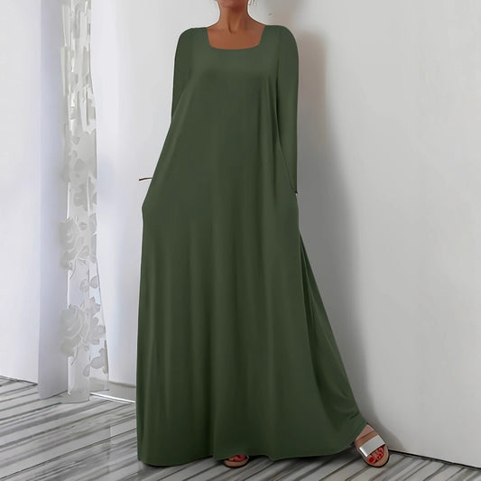 Damen Weit geschnittenes Maxikleid mit praktischen Taschen Stalluxe